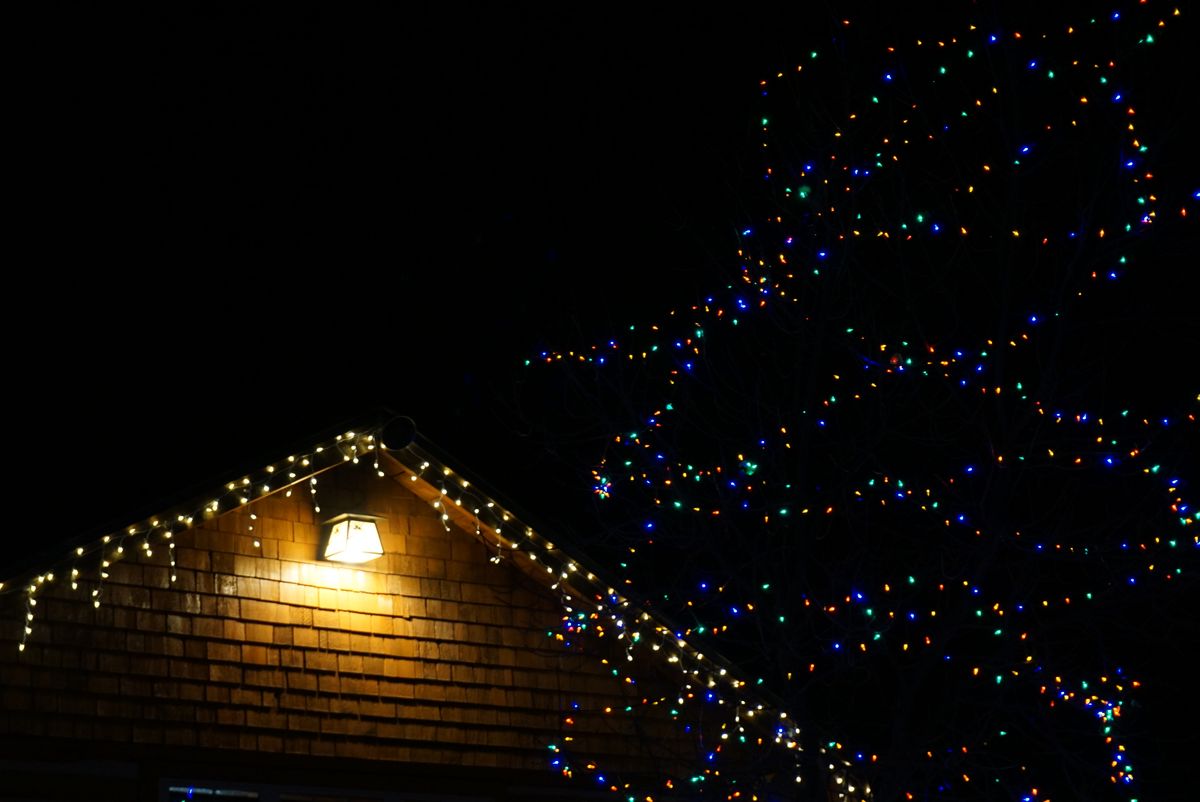 Professionally installed Christmas lights — Icicles + lit canopy — <b>Hendersonville</b>